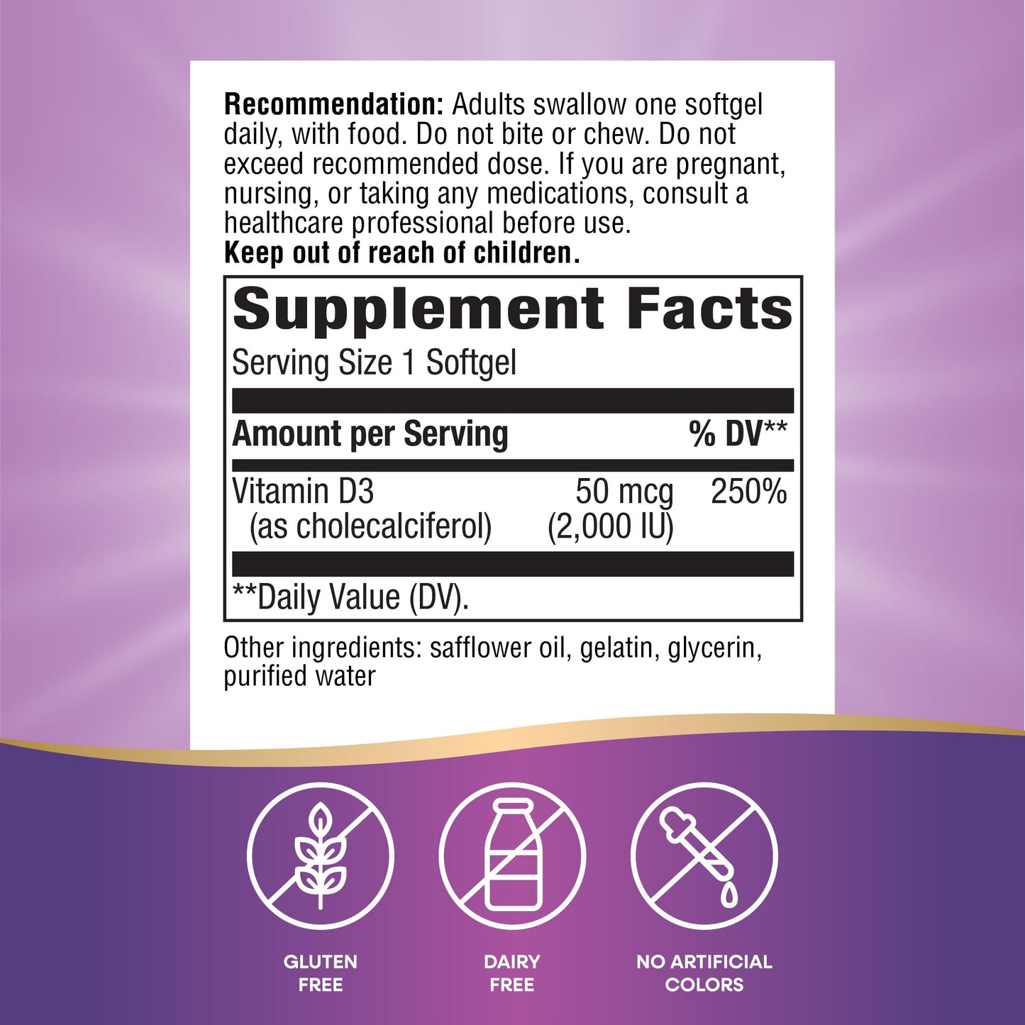 Nature's Way Vitamin D3 Extra Strength, Supports Bone Health and Immune Function*, 2000 IU (50 mcg per Serving), 240 Softgels (Packaging May Vary)