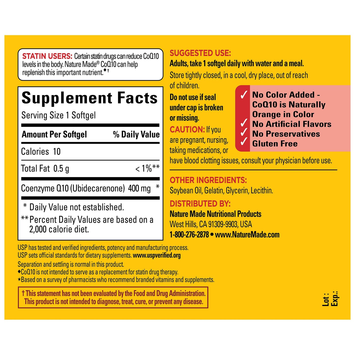 Nature Made CoQ10 400mg, Dietary Supplement for Heart Health Support, 40 Softgels, 40 Day Supply