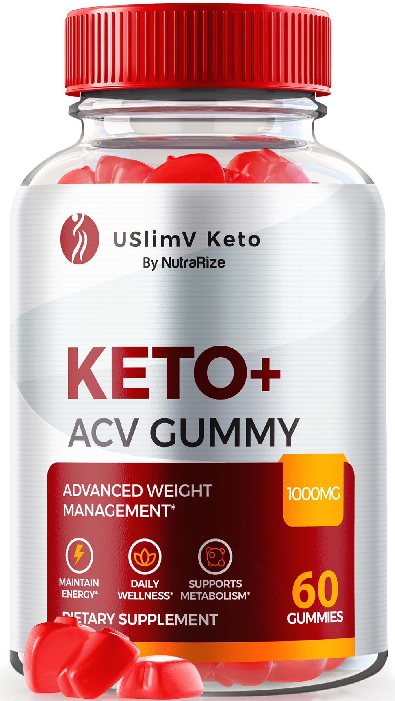USlim V Keto ACV Gummies, USlimV Keto + ACV Gummys, Advanced Keto Plus ACV Formula, All-Natural Weight Loss Supplement,1000MG Apple Cider Vinegar Gummy, Gomitas Vitamin Reviews (60 Gummies)