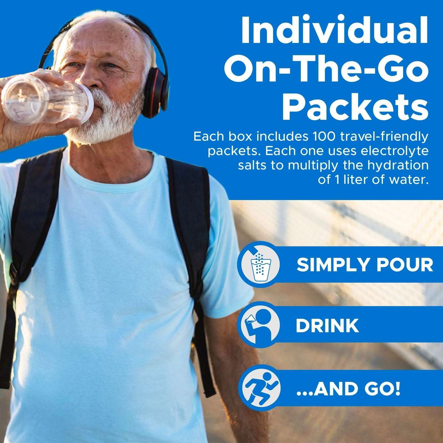 TRIORAL Hydration Electrolytes Powder (100Pack)-Rapid Rehydration Solution,Essential Hydrating Formula,Combat Dehydration from Workouts,Sports & More, First Aid Kit,Travel Must-Haves,Drink Mix Packets