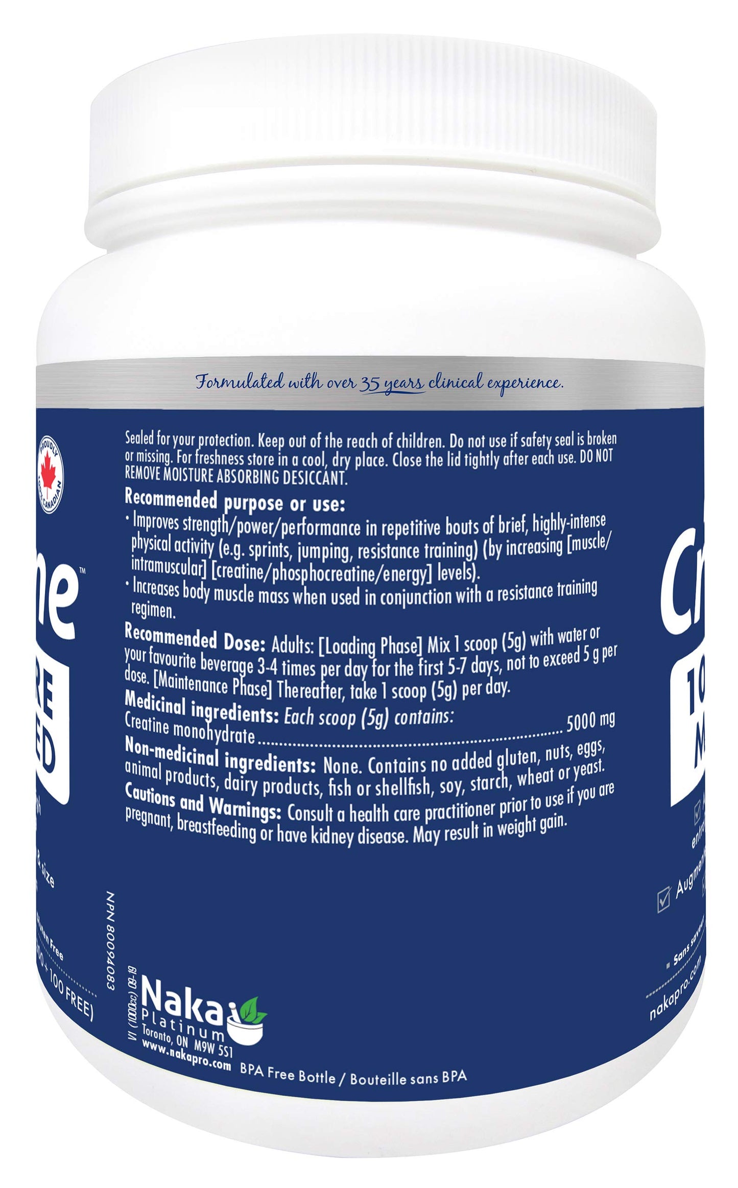 NAKA Creatine 100% Pure Micronized Powder 400g - Supplement for Muscle Growth, Increased Strength, Enhanced Energy and Improved Athletic/Sports Performance