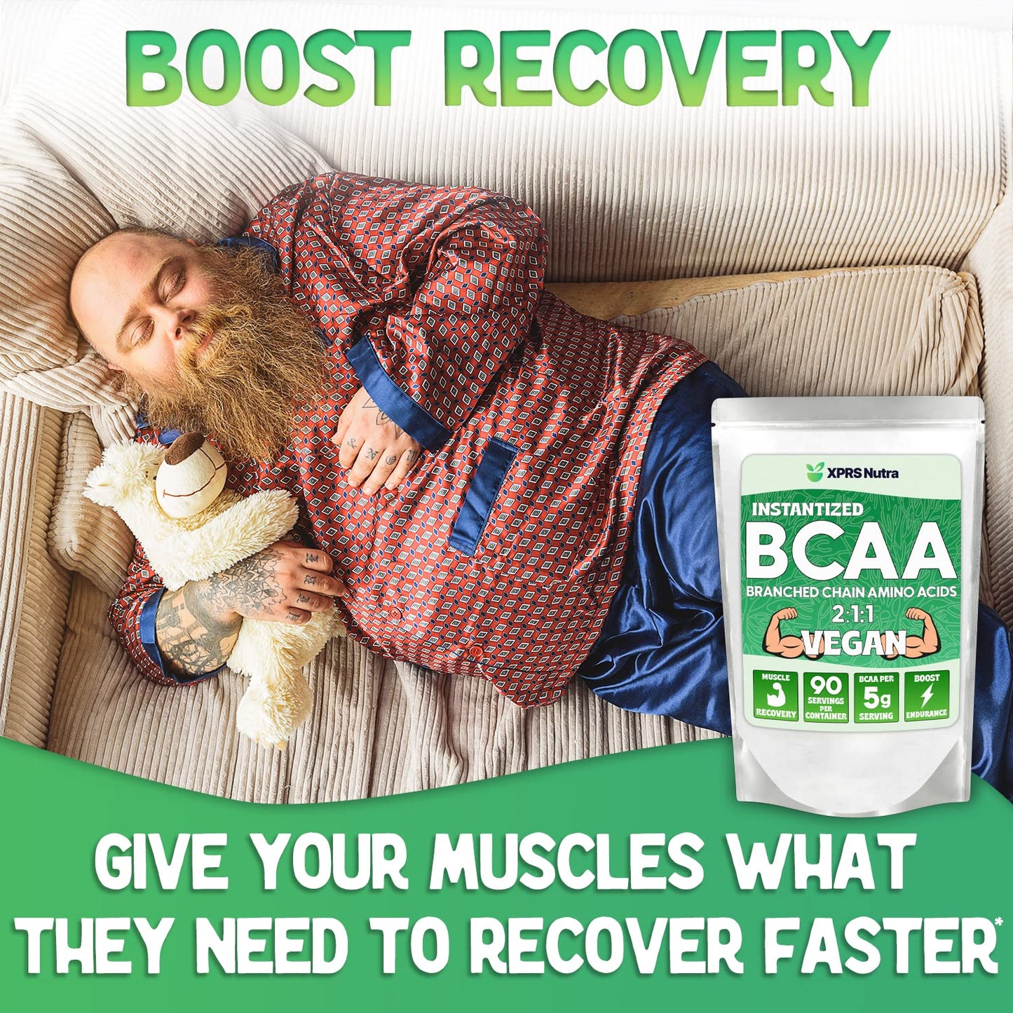 XPRS Nutra BCAA Powder - Amino Acids Supplement for Men - Unflavored BCAA Workout Supplements - Gym Supplements for Men - Amino Acids Supplement for Women for Gym Post Workout Recovery (1 Pound)