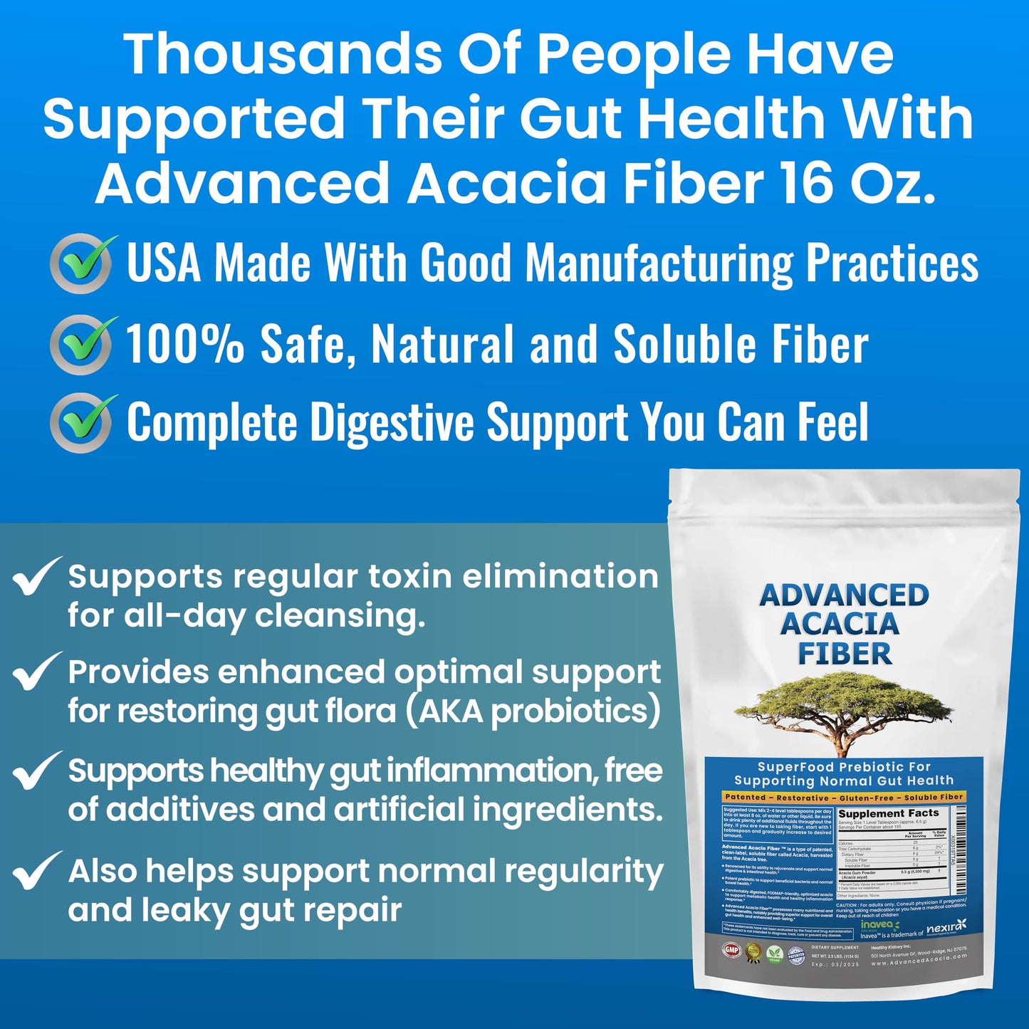 Advanced Acacia Fiber Powder 5 Ibs (80oz) Soluble Leaky Gut Repair, Organic Fiber Supplement Powder Prebiotic for Gut Repair - 2 Pack
