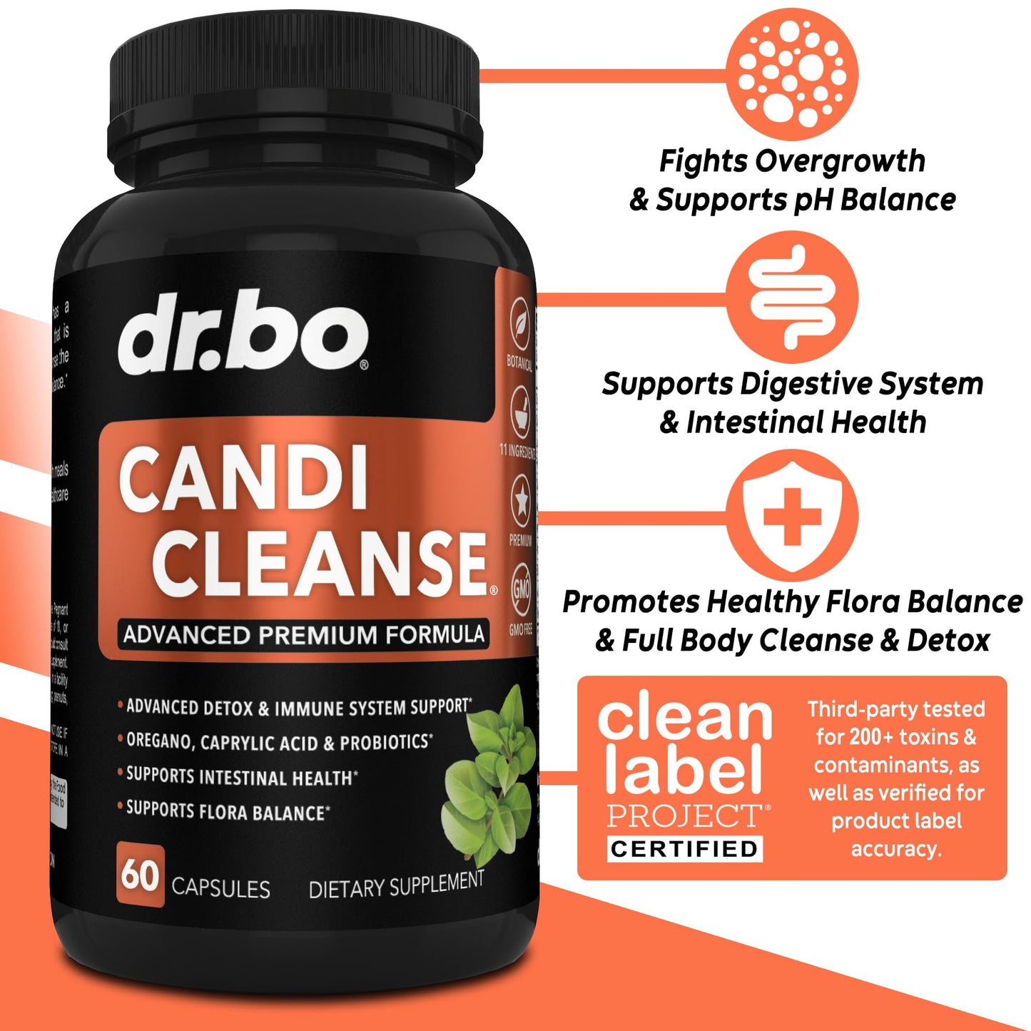 Candi Cleanse Support Supplement Pills - Anti Overgrowth Supplements for Women & Men - Extra Strength Balance Control Probiotic Complex Cleanser - Natural Oral Herbal Oregano & Caprylic Acid Capsules