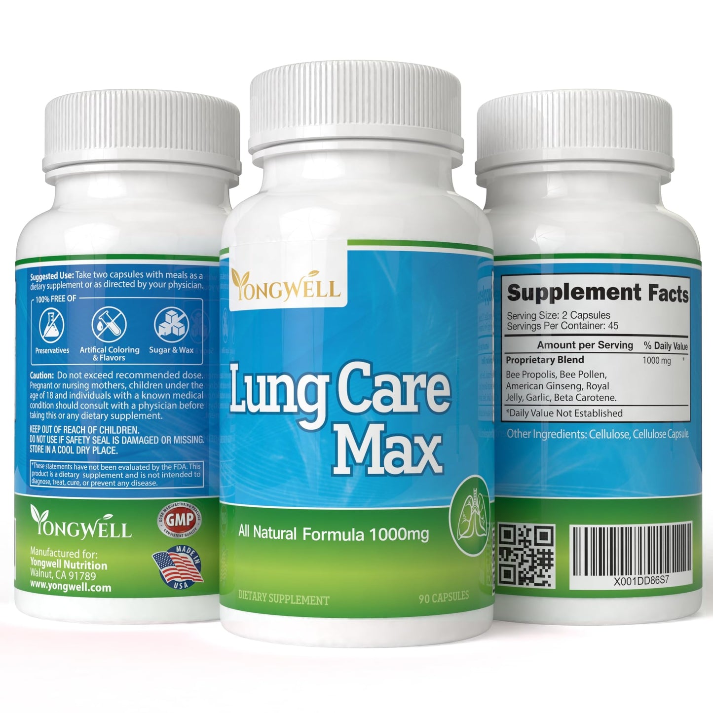 VitaVita Lung Care Max, Special Antioxidant Formula with American Ginseng, Bee Propolis, and Royal Jelly (90 Capsules)