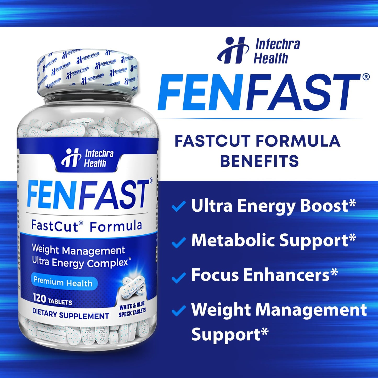 FASTCUT Diet Pills That Work for Weight Management Best Diet Pills + Powerful Energy Boost 120 White Blue Tablets