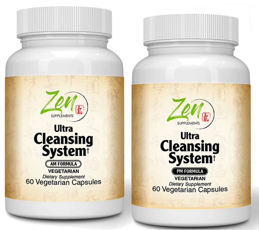Zen Supplements Ultra Cleansing System Detox Kit - 100% Natural Herbal Blends - Maximum Full Body Detox to Support Liver & Colon - for Overall Health & Wellness - AM/PM 30 Day Systems Detox Cleanse