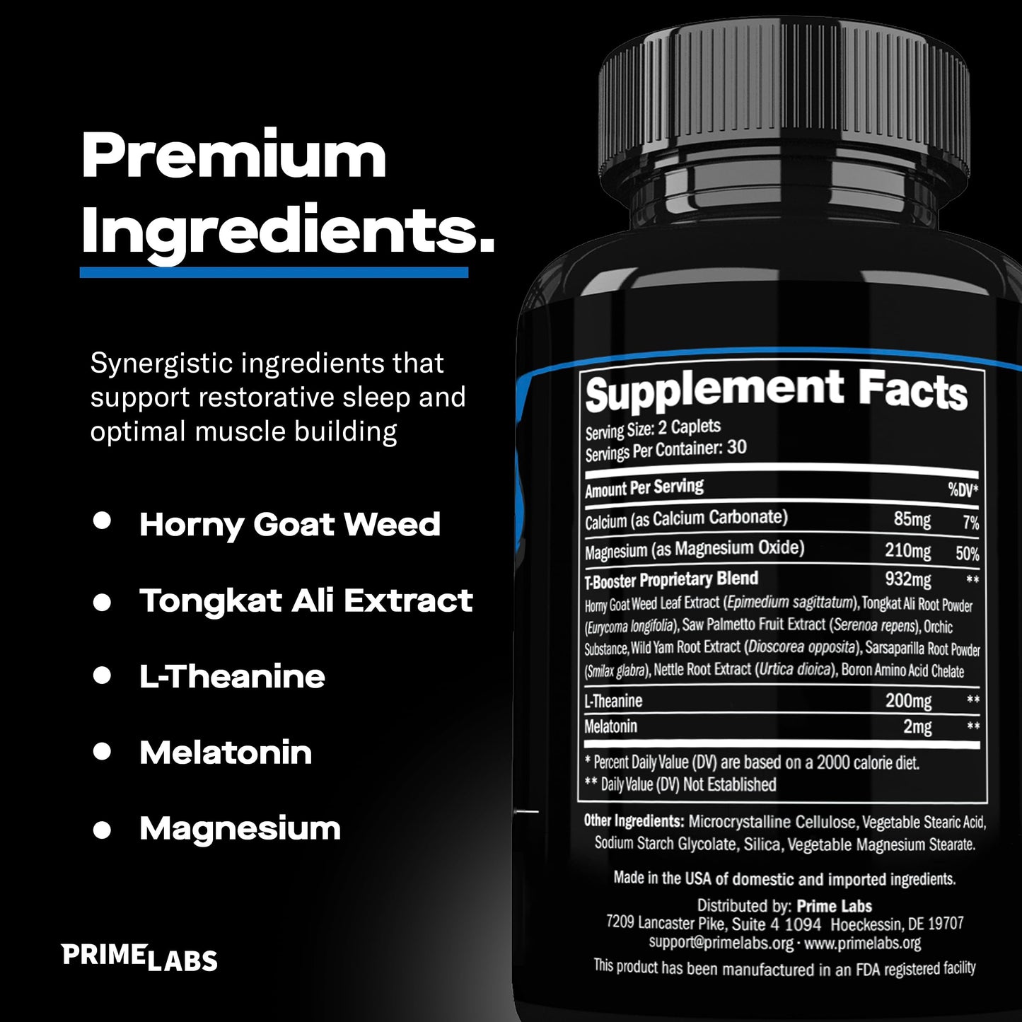 Prime Labs Night Duty - Nighttime Testosterone Booster & Sleep Support - PM Rest & Muscle Recovery Supplements - 60 Count