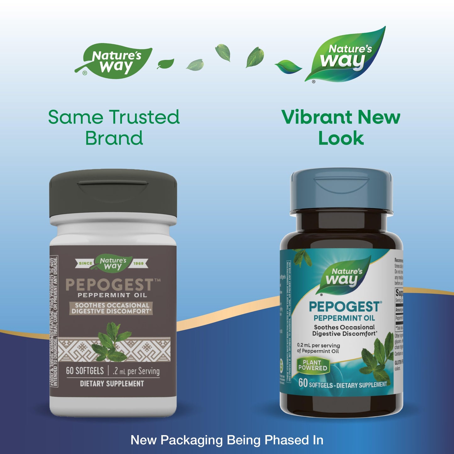 Nature's Way Pepogest Peppermint Oil, Soothes Occasional Gastrointestinal Discomfort*, Enteric Coating, 60 Softgels (Packaging May Vary)