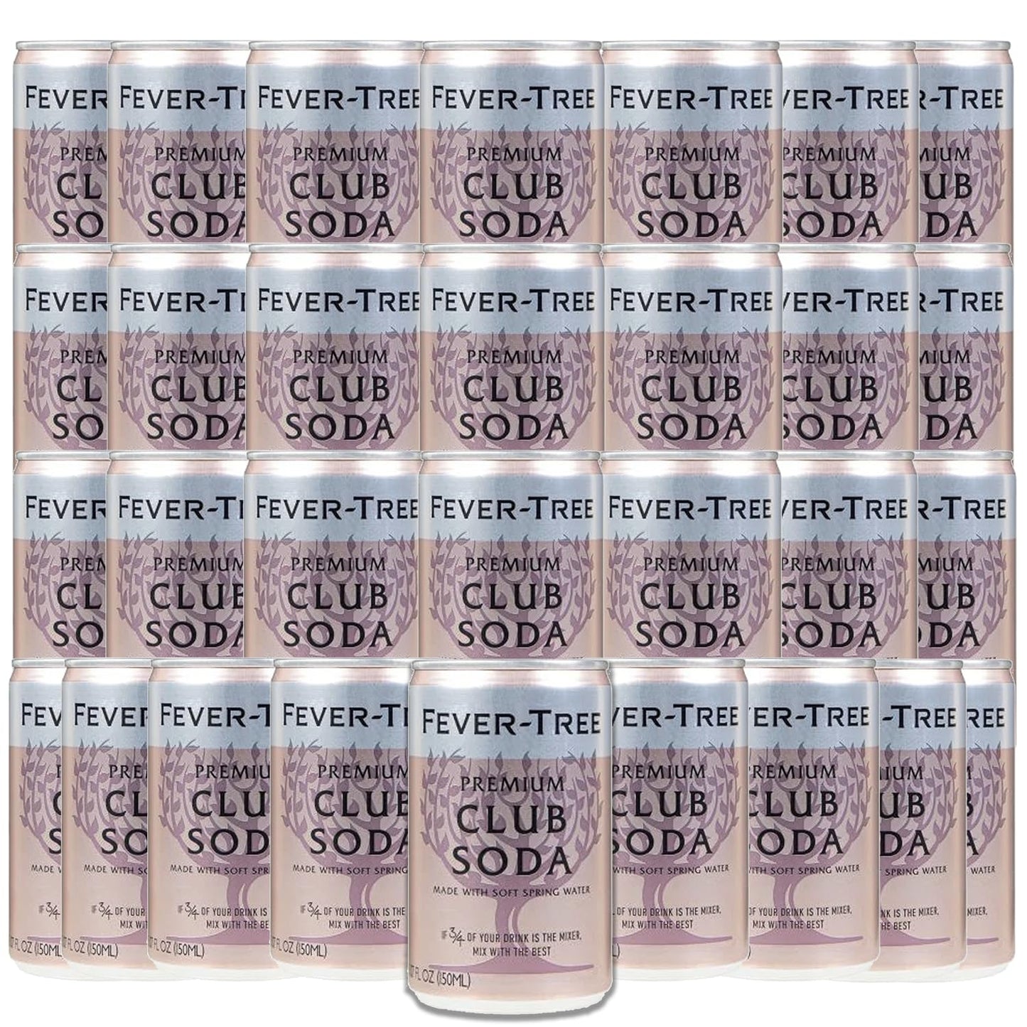 Fever Tree Premium Club Soda  Premium Quality Mixer  Soda  Refreshing Beverage for Cocktails  Mocktails 150ml Cans  Pack of 30