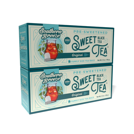 Southern Breeze Hot Brew Sweet Tea Original Iced Tea with Black Tea and Zero Carbs Zero Sugar 22 Individually Wrapped Family Size Tea Bags Pack of 2