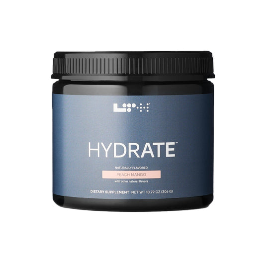 LTH Hydrate Hydration Mix - NSF Certified for Sport - Premium Electrolyte Powder - with Redmond Real Salt - Plant-Based, Non-GMO, Gluten Free & Dairy Free - 60 Servings (Peach Mango)