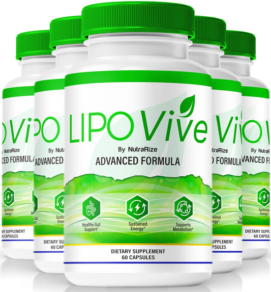 (5 Pack) LipoVive Capsules, Official Lipo-Vive Pro Advanced Formula to Support Energy Throughout The Day, Mounja Mounj Natural LipoViv Capsulas lipoviv Detox Cleanse Premium Ingredients (300 Capsules)
