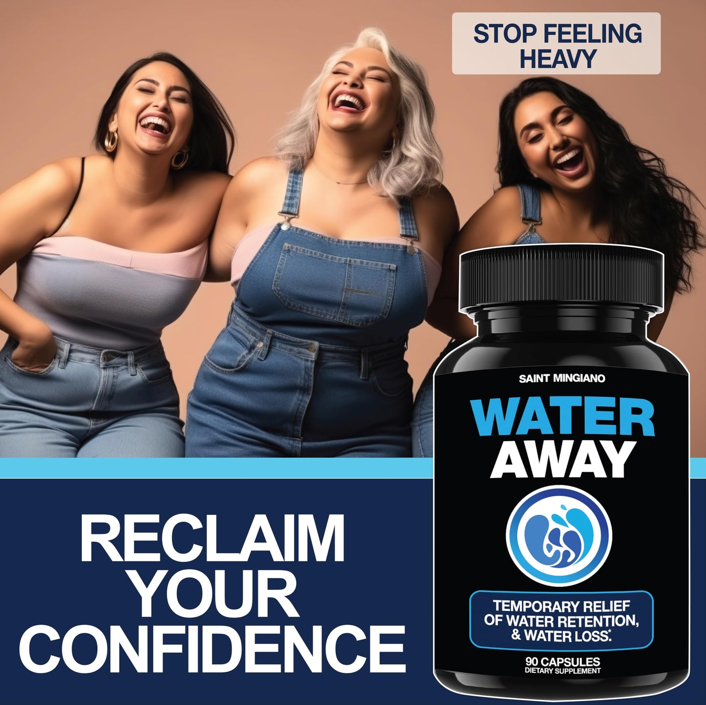Water Away - Water Retention and Flushing, Aids in Water Relief & Water Loss for Swollen Ankles Feet, Legs or Bloating - Fast Acting Water Away Pills for Women and Men (90 Capsules)
