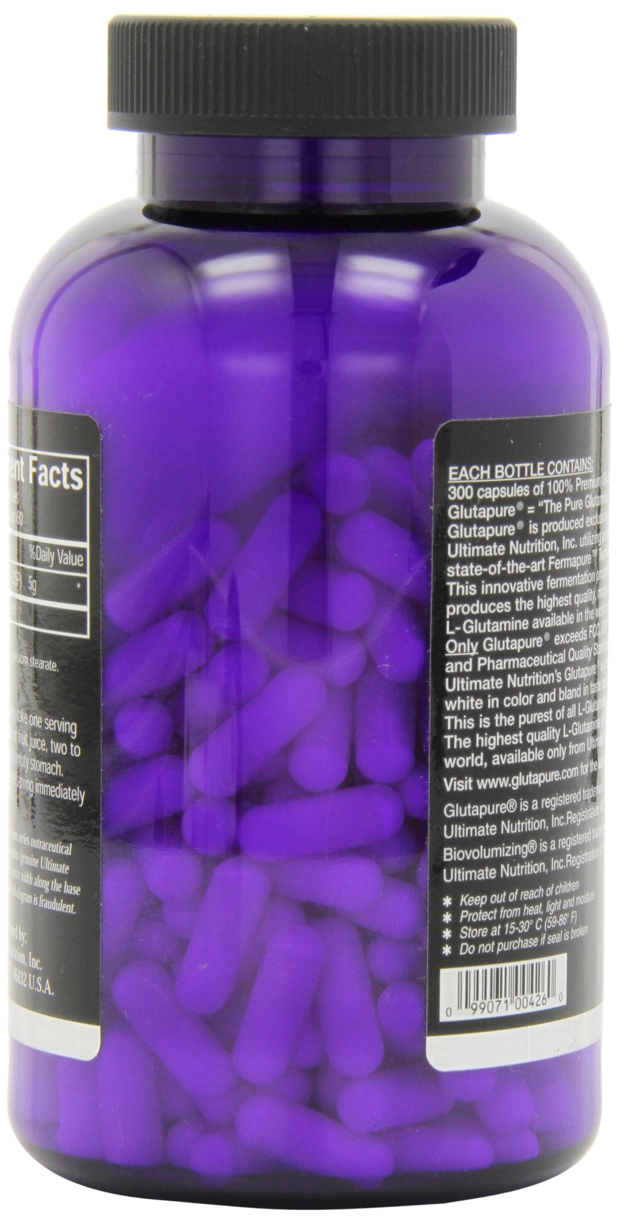 Ultimate Nutrition GlutaPure Micronized L-Glutamine Supplement, Support Muscle Development and Immune Health, for Men and Women, 1000mg, 300 Capsules