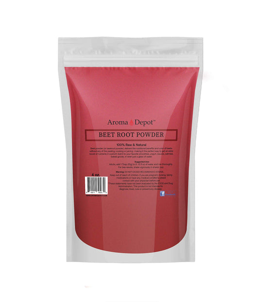 Beet Root Powder 4oz by Aroma Depot Raw & Non-GMO I Vegan & Gluten Free I Nitric Oxide Booster I Boost Stamina and Increases Energy I Immune System Booster I 100% Natural