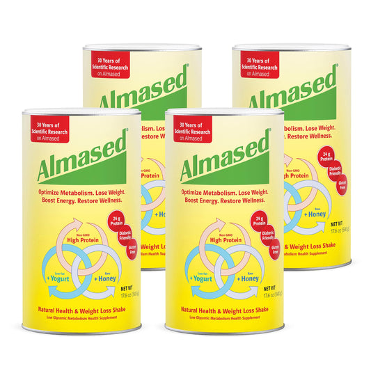 Almased Meal Replacement Shake - High Plant Base Protein Powder- Nutritional Weight Health Support Supplement - Original Flavor - 17.6 oz (4 pack)