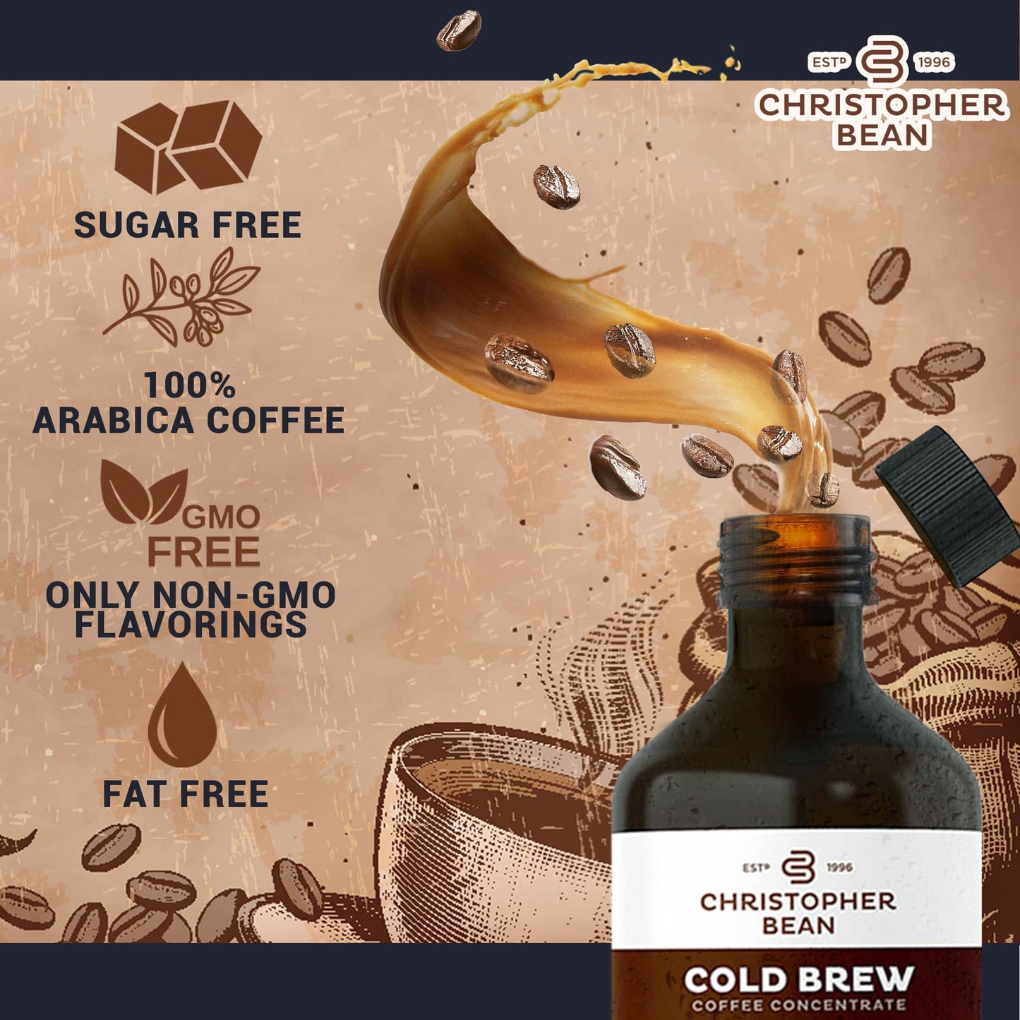 Decaf Colombian Coffee Concentrate Unsweetened Cold Brew  Iced Coffee Distillate Liquid Java Hand Crafted Concentrated 100 Arabica Pure Coffee Bean Extract 8Ounce Bottle 40 Servings