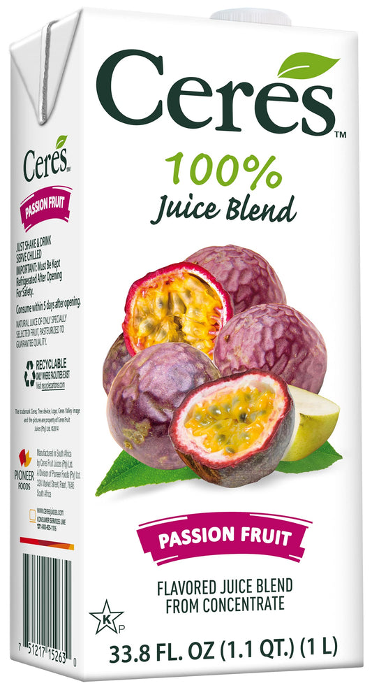 Ceres 100 All Natural Pure Fruit Juice Blend Passion Fruit  Gluten Free Rich in Vitamin C No Added Sugar or Preservatives Cholesterol Free  338 FL OZ 1