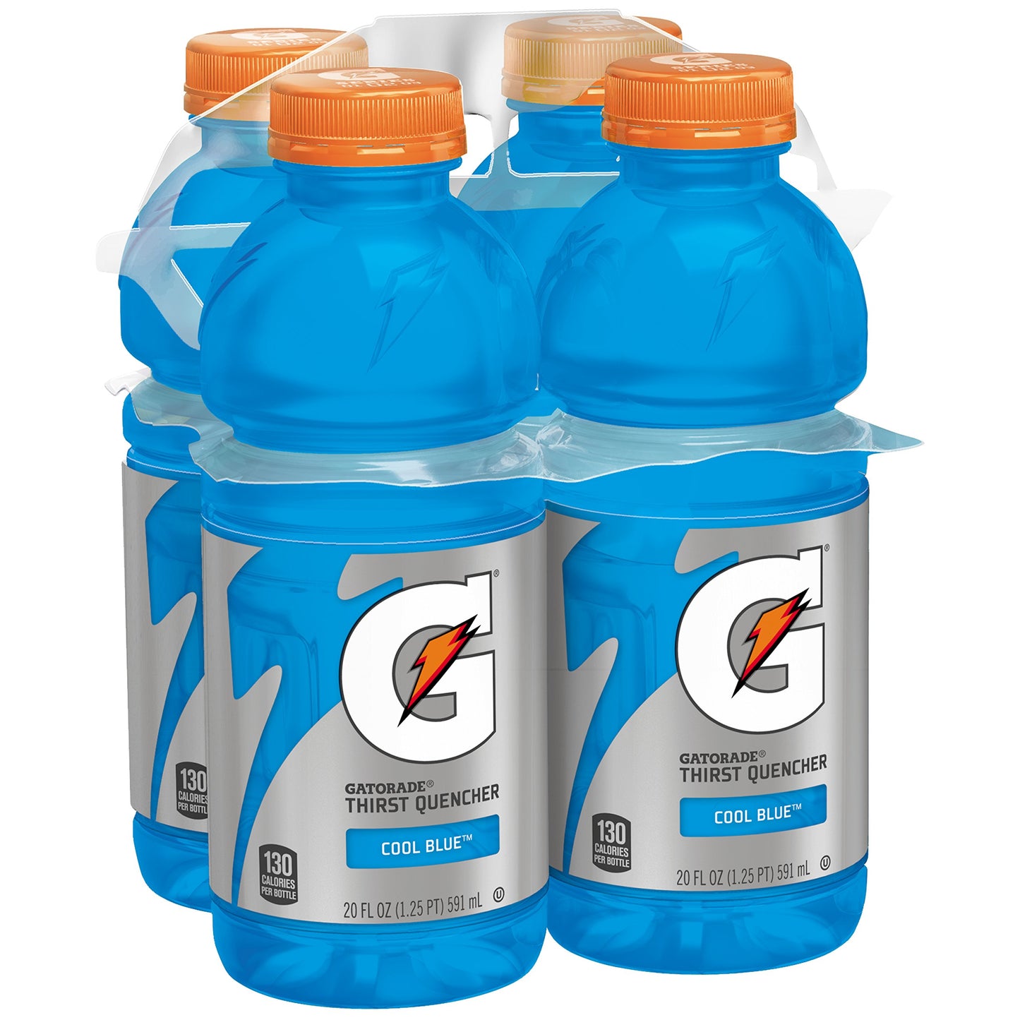 Gatorade Thirst Quencher Sports Drink Cool Blue 20oz Bottles 4 Pack Electrolytes for Rehydration