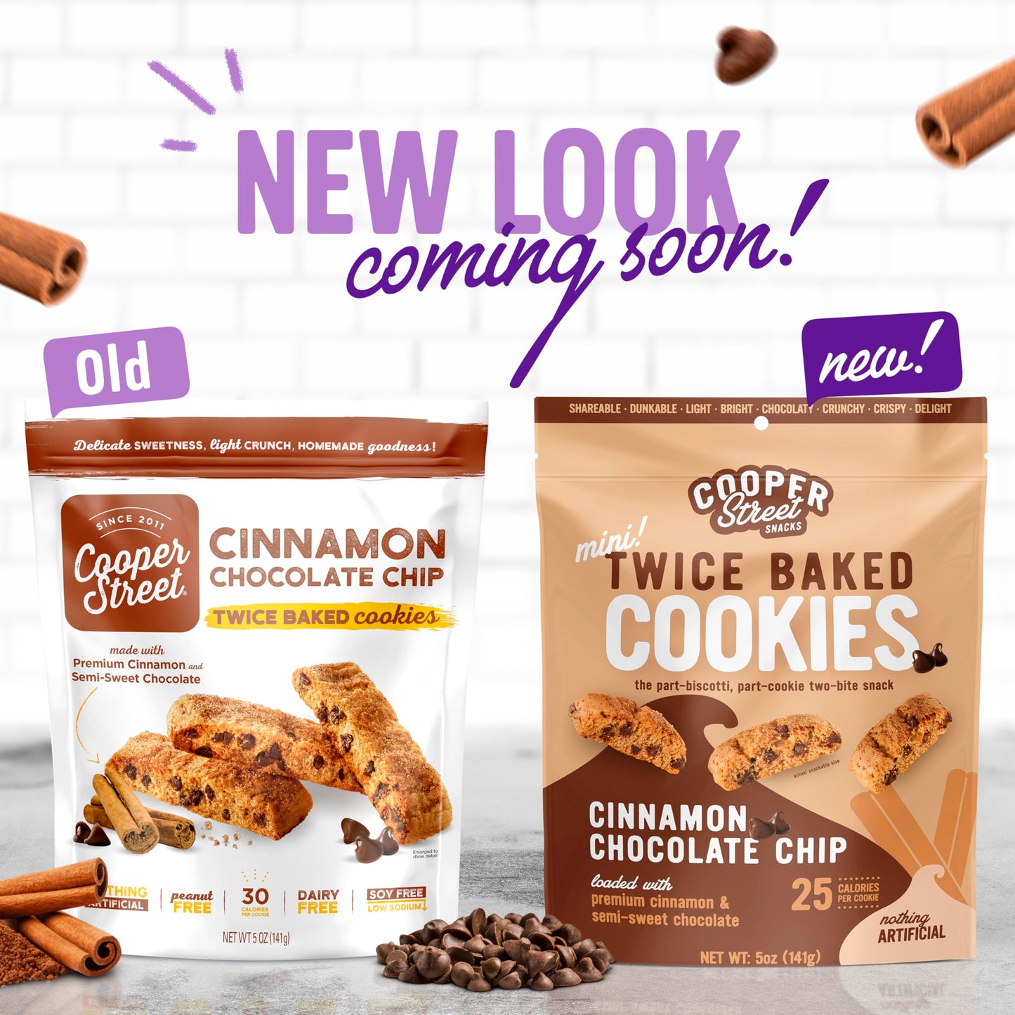 Cooper Street Italian Biscotti Cookies  Twice Baked Biscotti Style Cookie Biscuits in Delicious Cinnamon Chocolate Chip  Crispy Light and Healthy Cookies  Peanut  Dairy Free  5oz  1 Pack