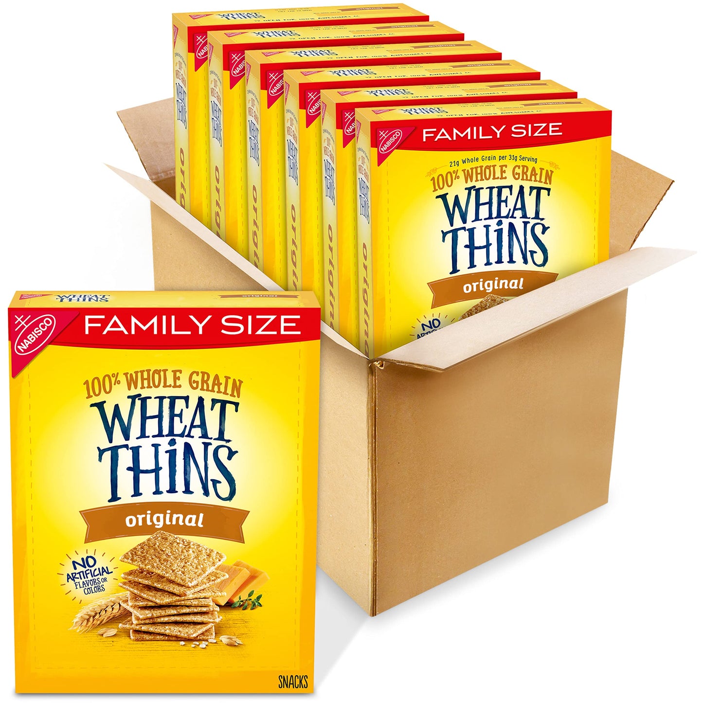 Wheat Thins Original Whole Grain Wheat Crackers Family Size 6  14 oz Boxes