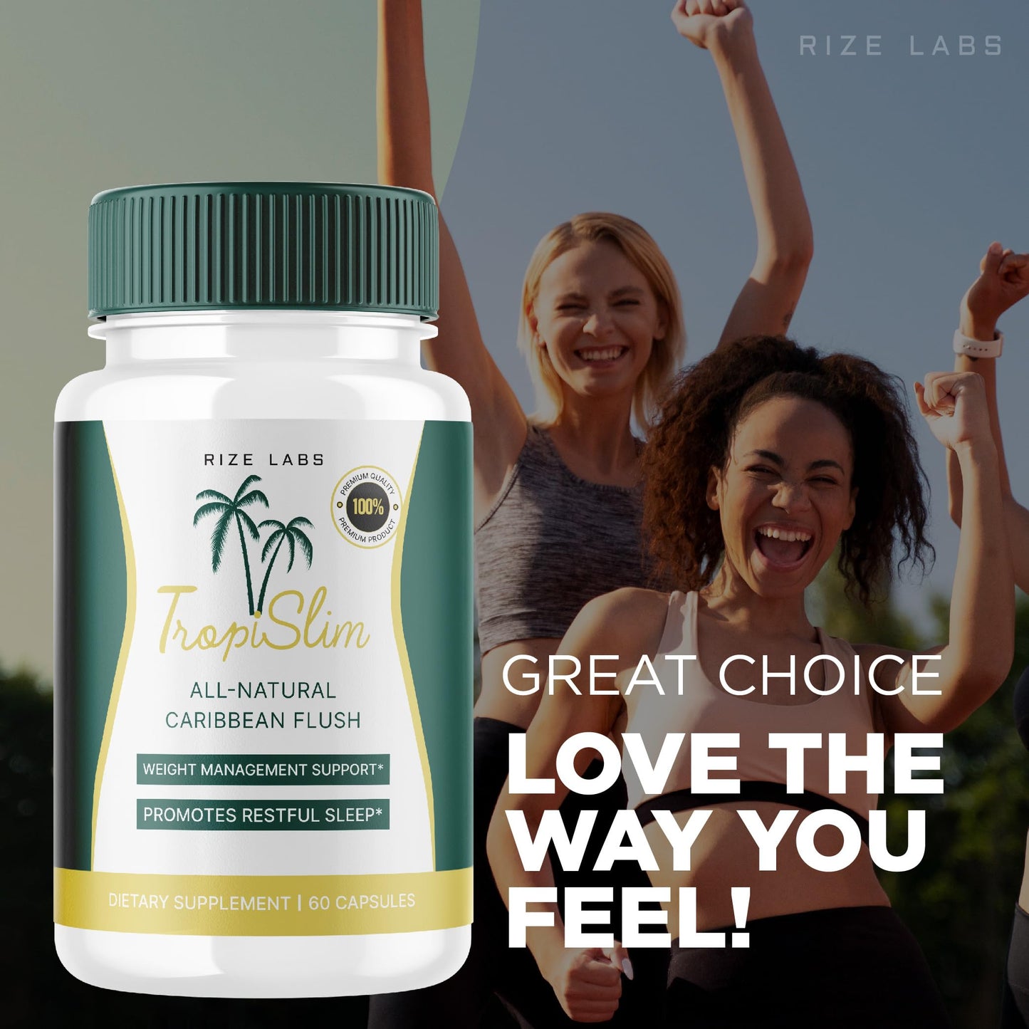 rize labs - Tropislim All Natural Caribbean Flush, Weight Loss Supplement, Slimming Capsules for Women, Healthy Lifestyle + Leaner Physique (60 Capsules)