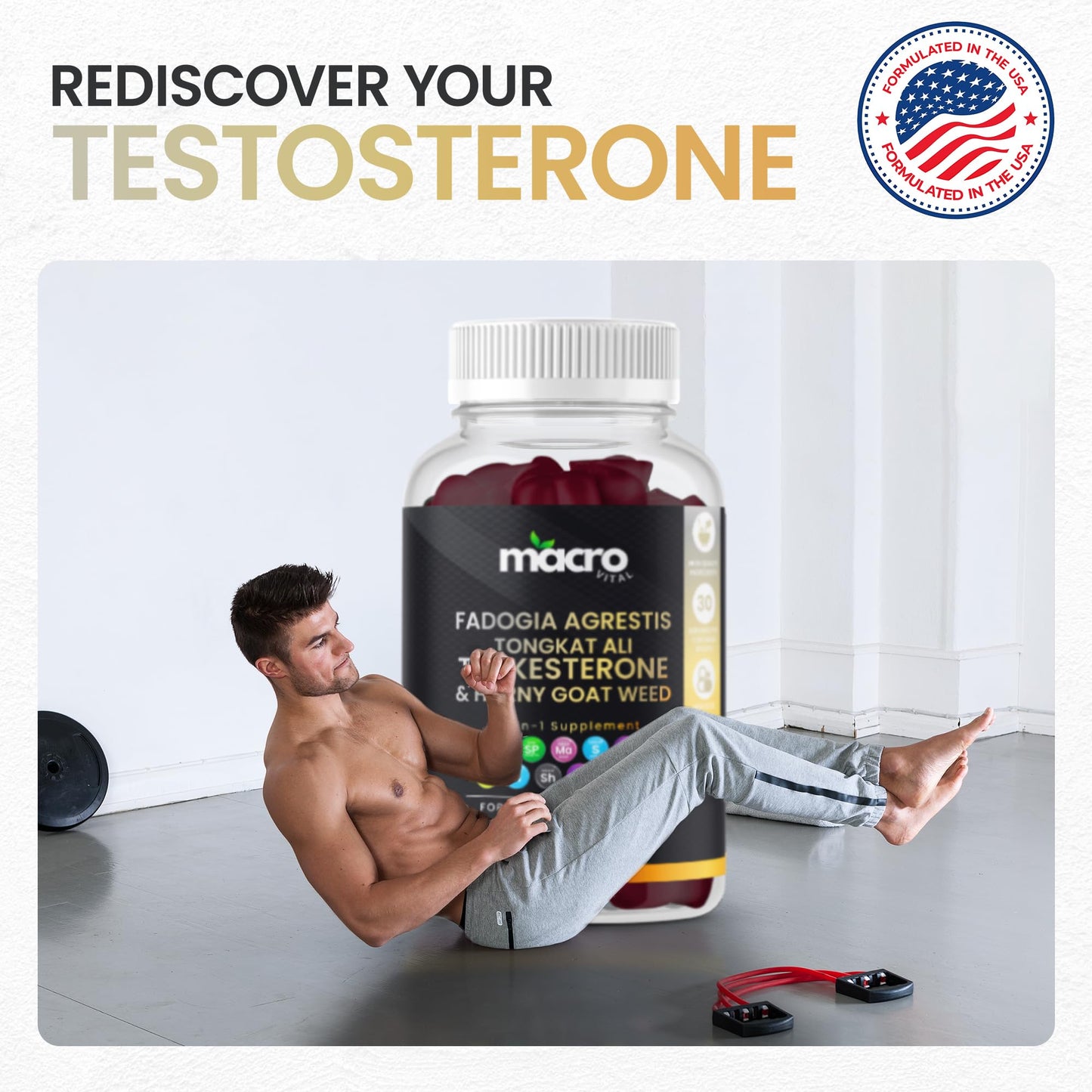Testosterone Booster Supplement for Men,10x Strength Masculinity Boost, Turkesterone, Fadogia Agrestis, Tongkat Ali, Horny Goat Weed, Maca Root, Tribulus Terrestris,Muscle Builder+Testo Gummies 60Ct