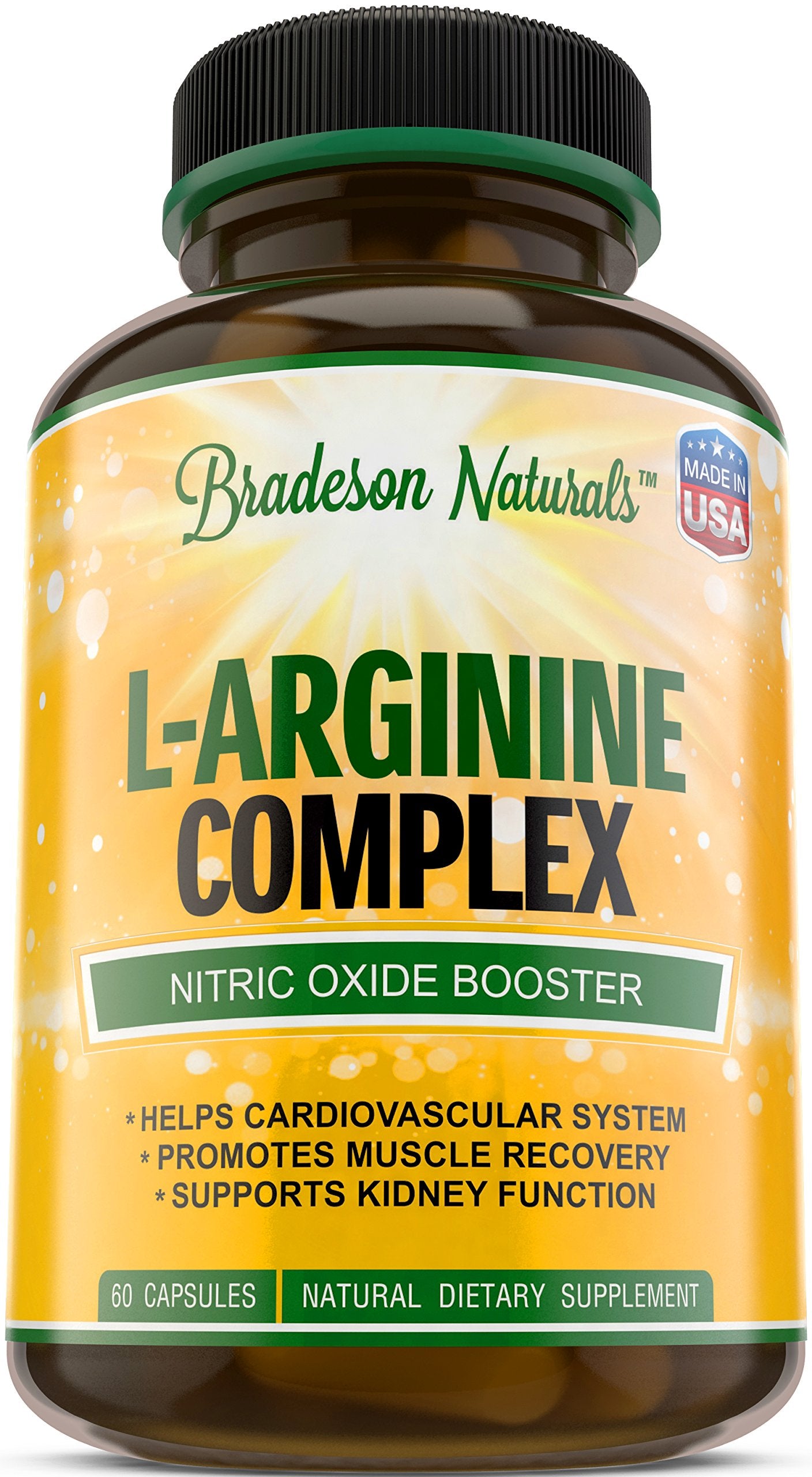 L Arginine - 1340mg Nitric Oxide Booster with L-Citrulline & Essential Amino Acids for Heart and Muscle Gain - Nitric Oxide Boost Supplement for Endurance and Energy - 60 Capsules. Made in USA
