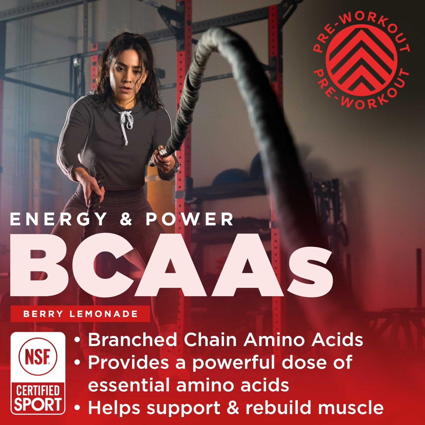 Gnarly Nutrition BCAA Powder, Berry Lemonade - Pre-Workout BCAAS Amino Acids - NSF Sport Certified - Supplement to Support and Rebuild Muscle - Berry Lemonade with Caffeine, 10.58 oz