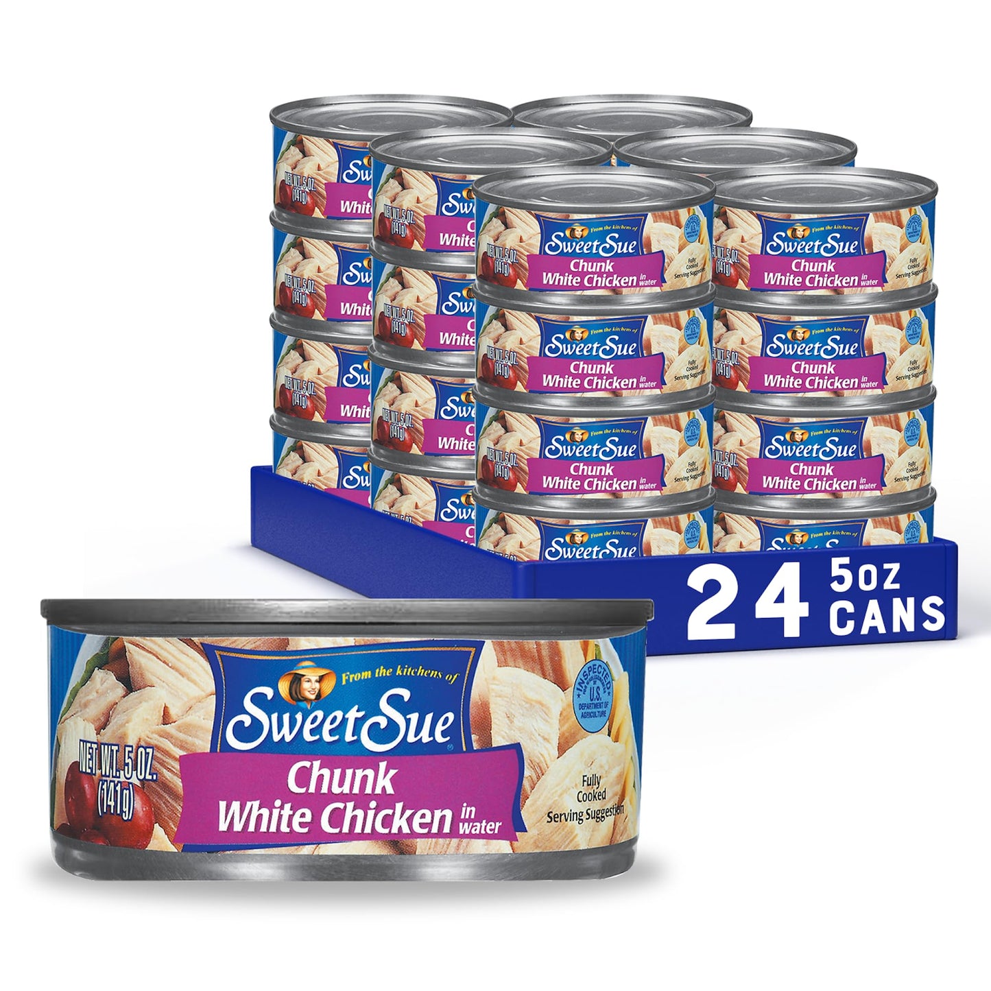 Sweet Sue Chunk White Chicken in Water 5 oz Can Pack of 24  11g Protein per Serving  Gluten Free Keto Friendly  Great for Snack Lunch or Dinner Recipes