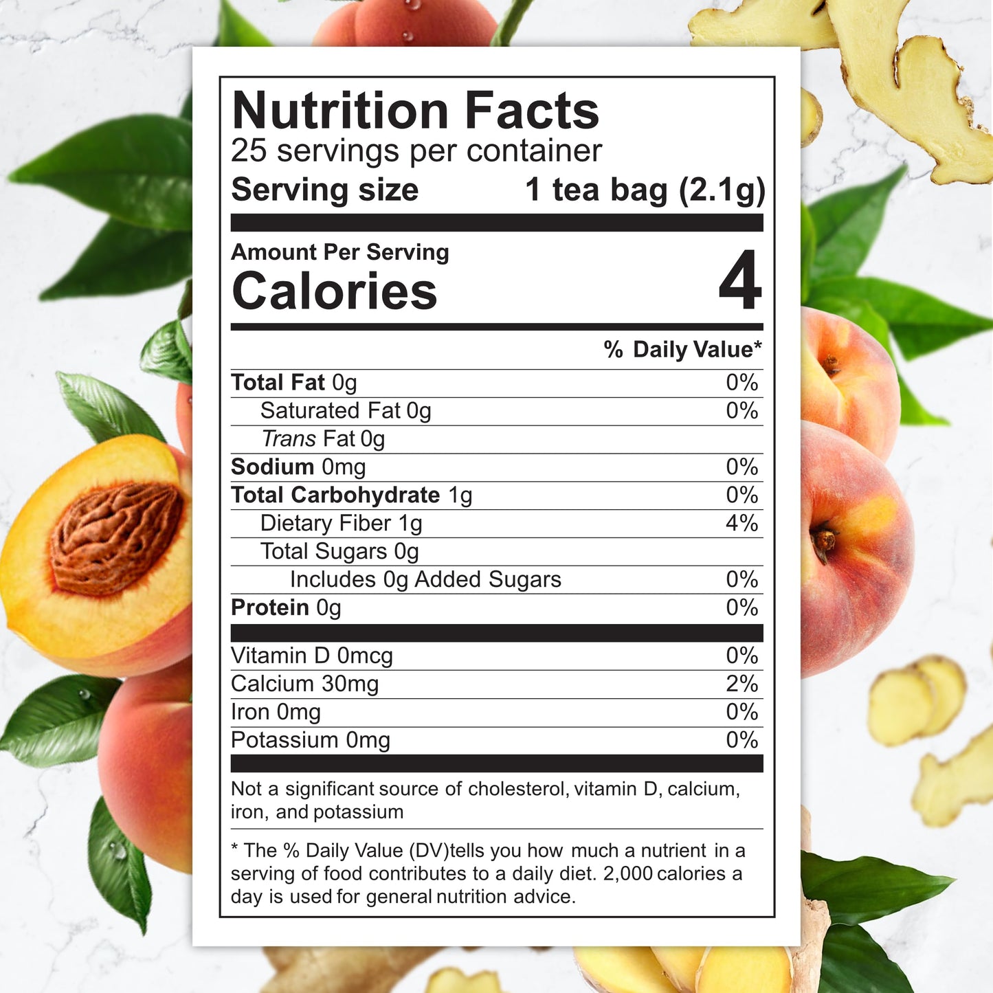 Total Tea SIimming Detox Tea Caffeine Free - 25 Day Detox Tea - Herbal SIim Tea with Chamomile, Hibiscus Tea & Ginger Root for Colon Cleanse - Natural Herbal Ginger & Peach Tea for Digestive Health (25-Pack, Ginger & Peach)
