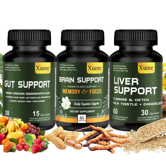 Liver Renew Cleanse Detox, Repair & Support， Gut and Colon Support - Advanced Gut Cleanse Detox， Brain Nootropic Brain Supplement for Men & Women ，All in one suppment.