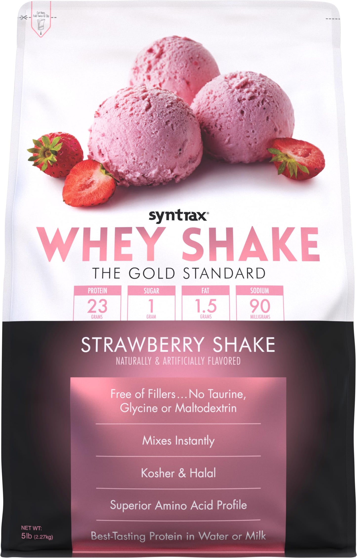 Syntrax Nutrition Whey Shake Protein Powder, Cold Filtered & Undenatured Whey Protein Blend, Strawberry Shake, 5 lbs