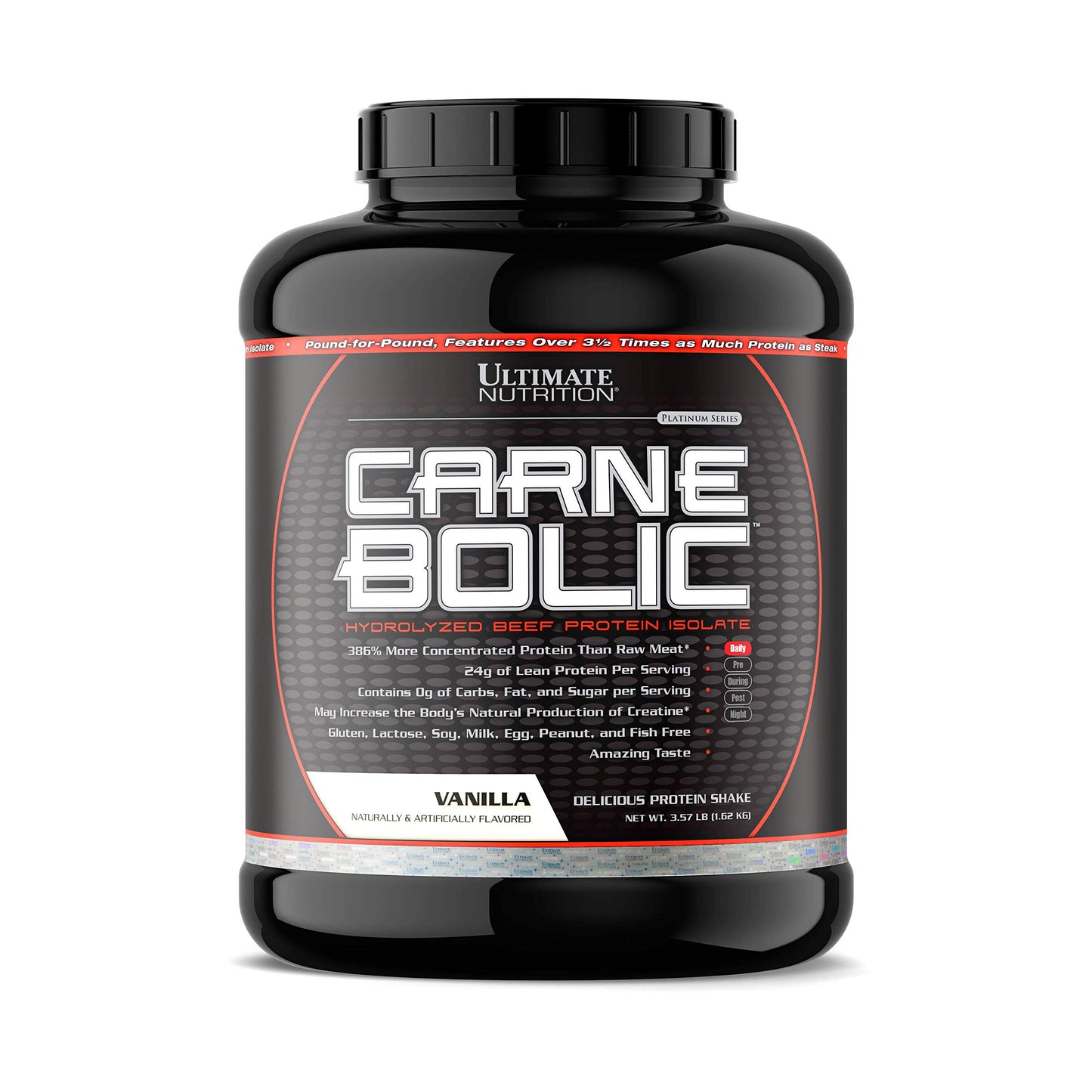 Ultimate Nutrition Carne Bolic Beef Protein Powder, Lactose Free Protein Shakes, Paleo and Keto Friendly with No Sugar or Carb, Low Calorie Isolate Powder, Hydrolized Protein, 60 Servings, Vanilla