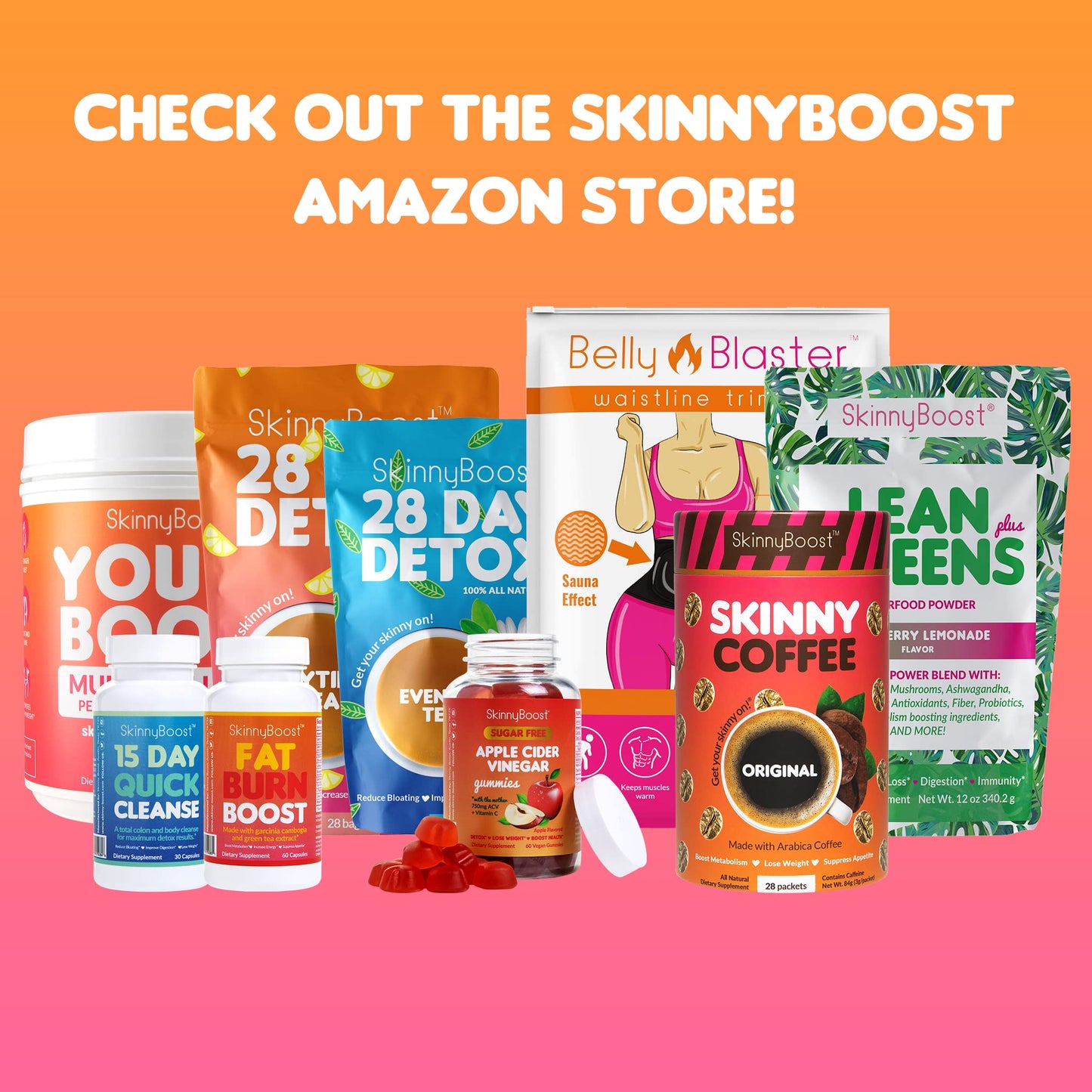 Skinny Boost Tea Kit-2 Pack-2 Plus Free Fruit Slice Tumbler- 2 Daytime Teas (28 Bags/Pouch) 2 Evening Detox Teas (14 Bags/Pouch) Non GMO, Vegan, All Natural Detox and Cleanse