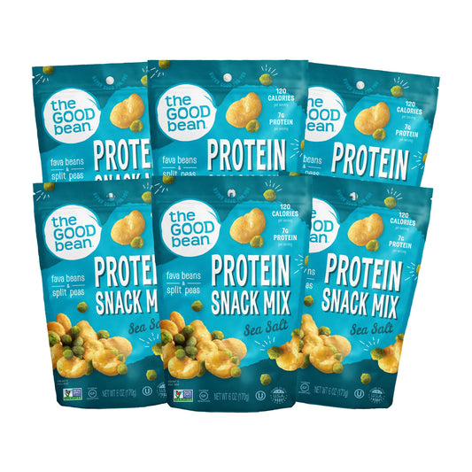 The Good Bean Protein Snack Mix  Sea Salt  6 Pack 6 oz Resealable Bag  Fava Beans and Split Peas  Vegan Snack with Good Source of Plant Protein and Fiber