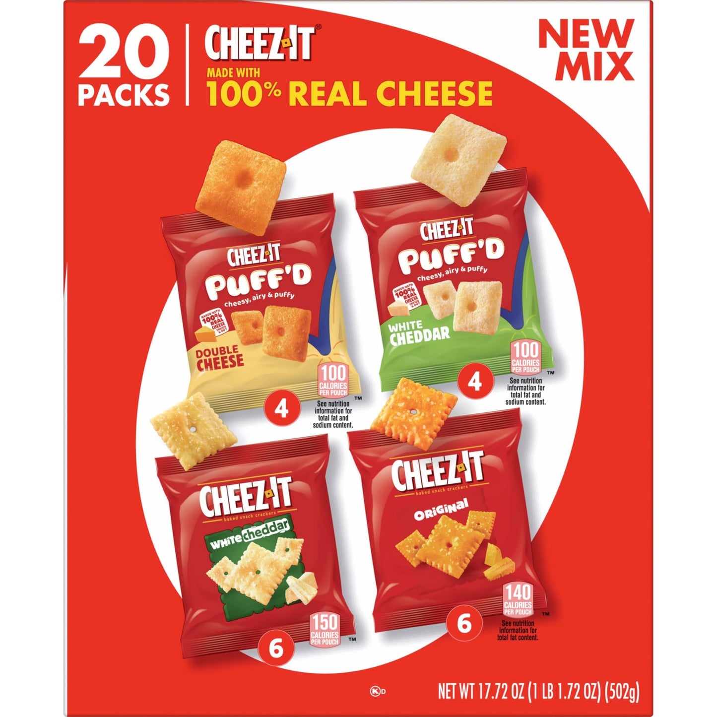 CheezIt Cheese Crackers Baked Snack Crackers Office and Kids Snacks Variety Pack 1772oz Box 20 Pouches