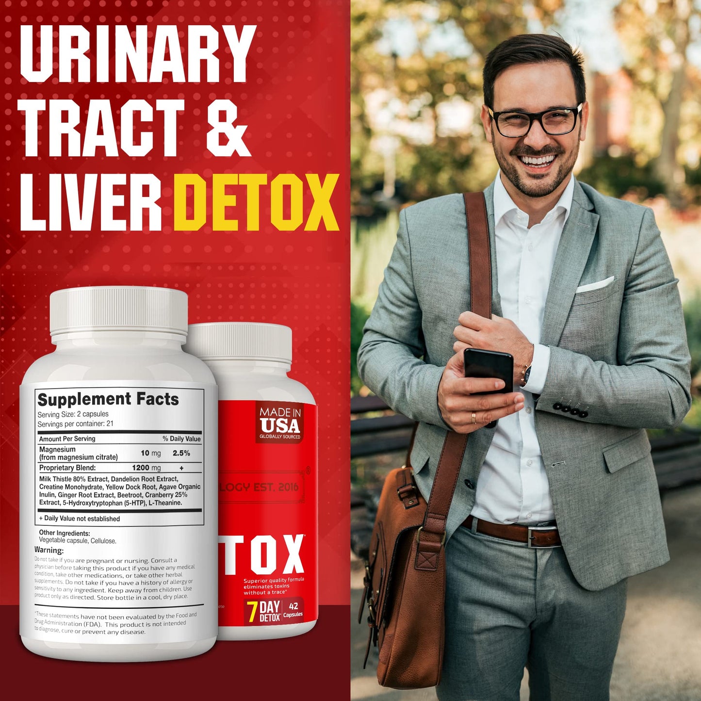CANNABIOLOGY EST. 2016 Complete Body Cleanse - Natural Detox Body Cleanse Support for Liver, Urinary Tract, Digestive System - Made in USA - Body Detox and Cleanse for Women & Men - 42 Vegan Caps