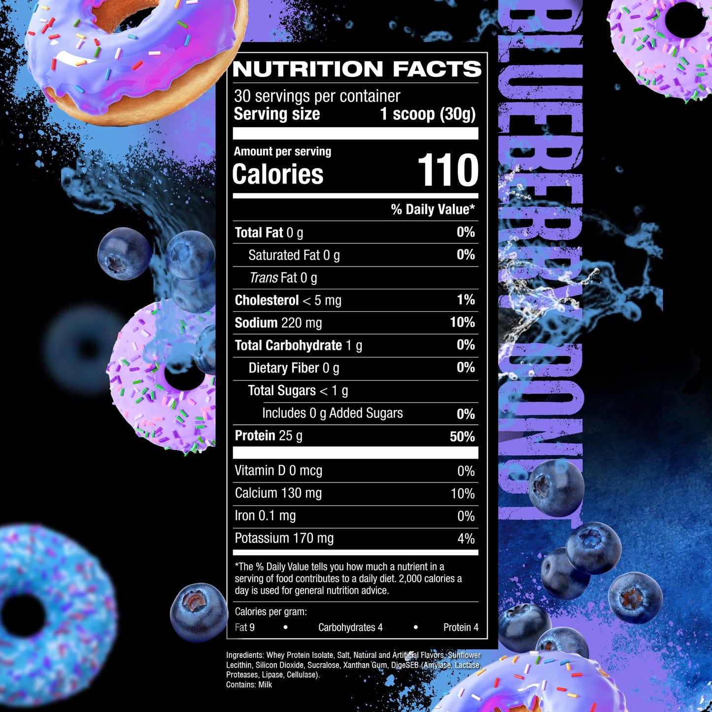 HOSSTILE ISO[H1] Grass Fed Whey Protein Isolate with Digestive Enzymes, Whey Protein Powder for Muscle Gain & Muscle Recovery, Post Workout Recovery Drink, Blueberry Donut, 30 Servings