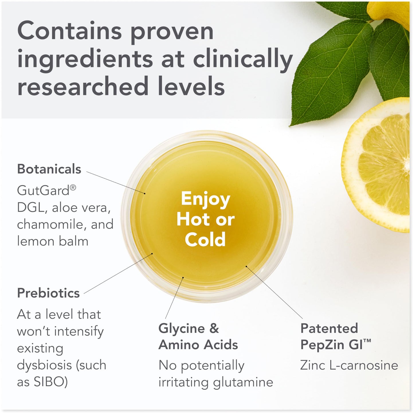 Bio-Botanical Research Biocidin Drink Mix - GI InnerCalm - Support Digestive Health, GI Detox, Healthy Mood & Sense of Relaxation - Soothing Formula with Glycine & No Glutamine (30 Stick Packs)
