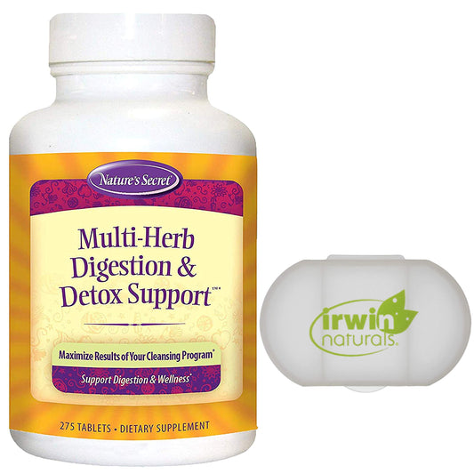 Nature's Secret Multi Herb Digestion & Detox Support - Promotes Healthy Digestive Function, Rejuvenation & Powerful Cleansing, 275 Tablets, with a Pill Case