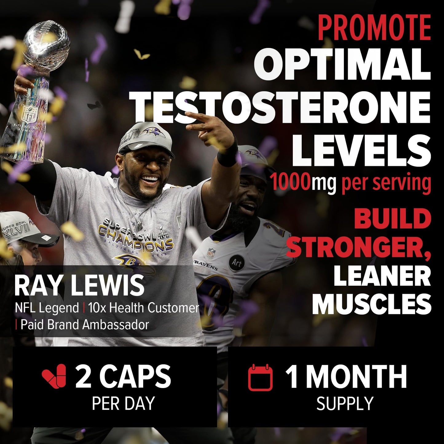 10X Health Alpha Testosterone Support - Muscle Support for Men with Tongkat Ali 1000mg, Muscle-Enhancing Testosterone Supplement for Men (60 Capsules, 2X Daily)