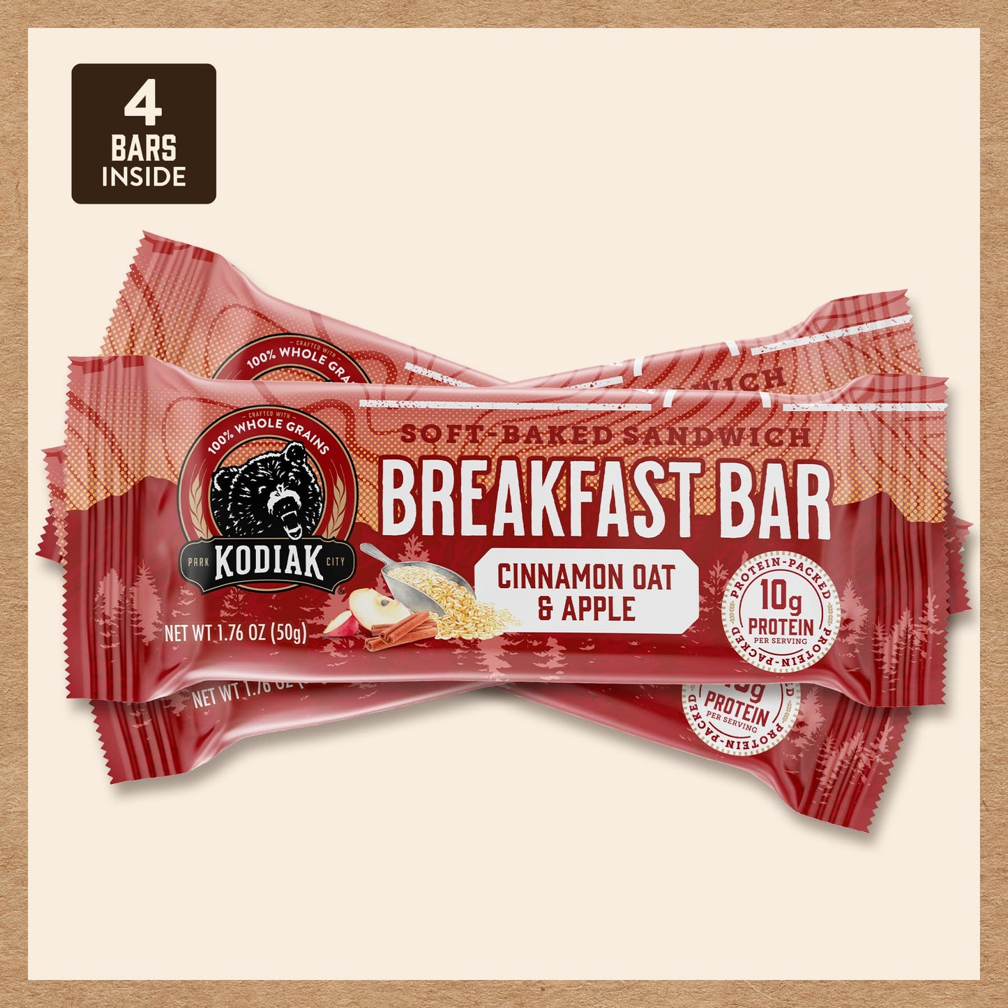 Kodiak Cakes Breakfast Bar Sandwich Variety of 4 packs 2 Flavors 10g of Protein  176 Ounce