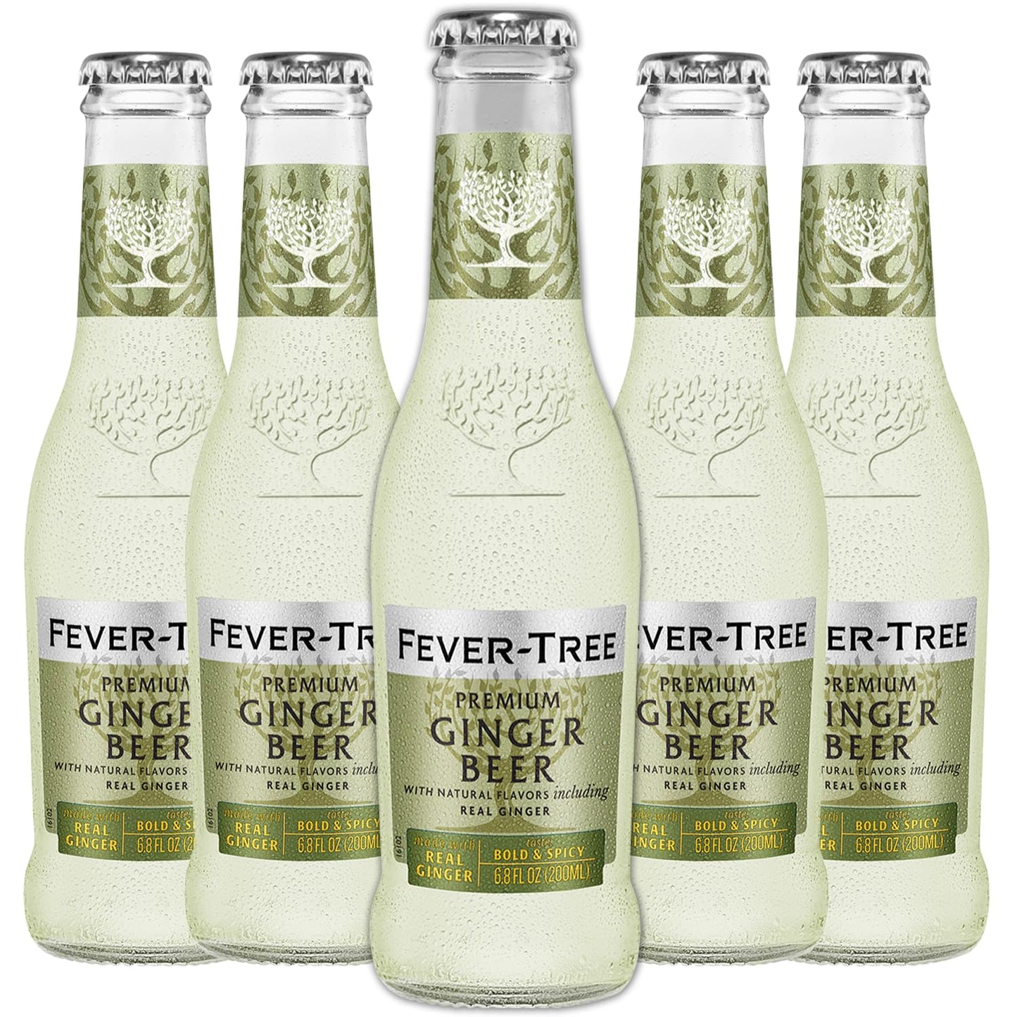 Fever Tree Premium Ginger Beer  Premium Quality Mixer and Soda  Refreshing Beverage for Cocktails  Mocktails 200ml Bottle  Pack of 5
