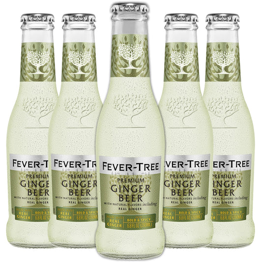 Fever Tree Premium Ginger Beer  Premium Quality Mixer and Soda  Refreshing Beverage for Cocktails  Mocktails 200ml Bottle  Pack of 5