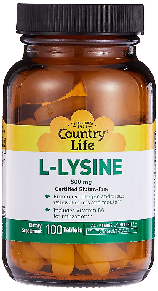 Country Life L-Lysine (500 mg) with B-6, 100-Count Tablets