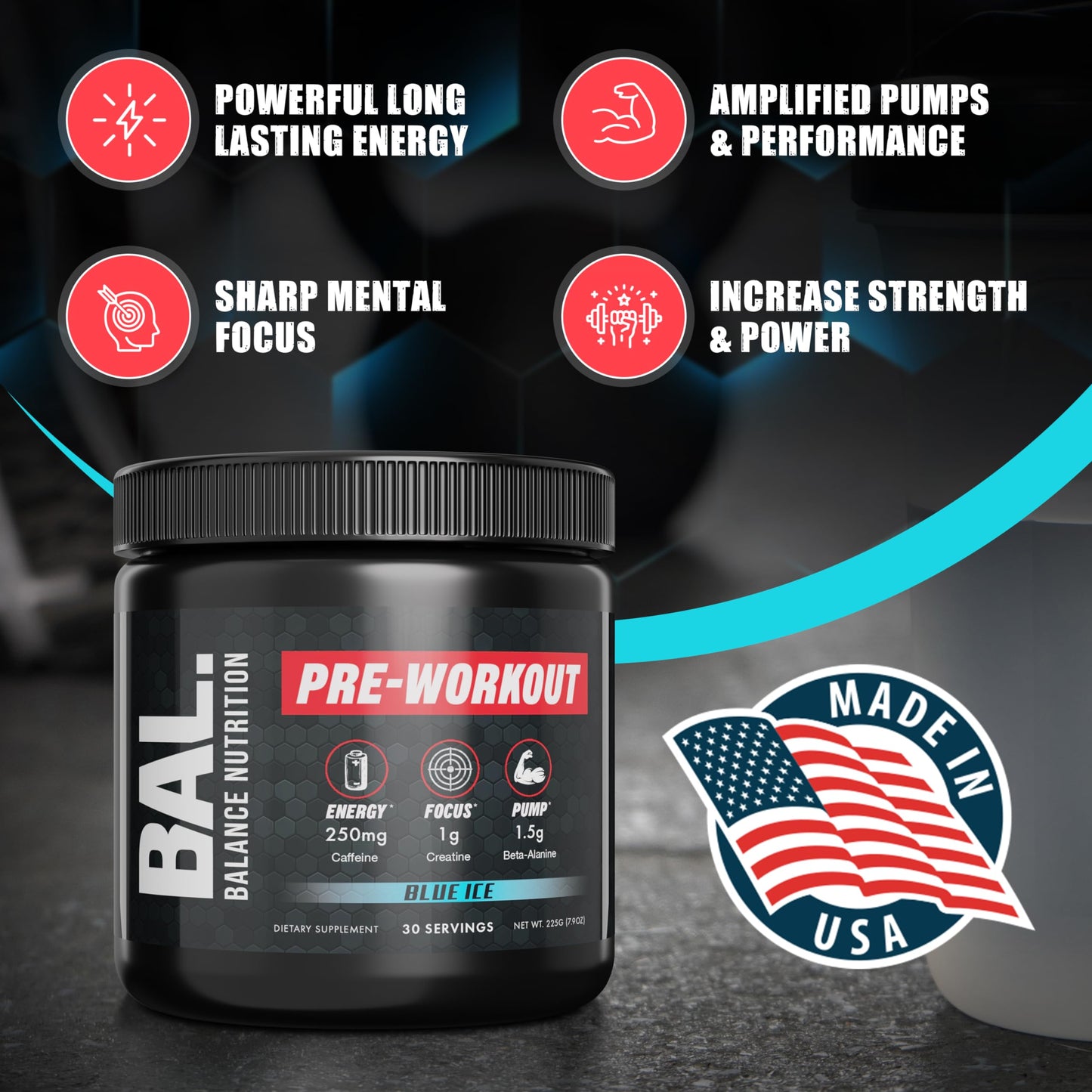 Bal. Balance Nutrition Pre-Work Out, 30 Servings (Blue-Ice)
