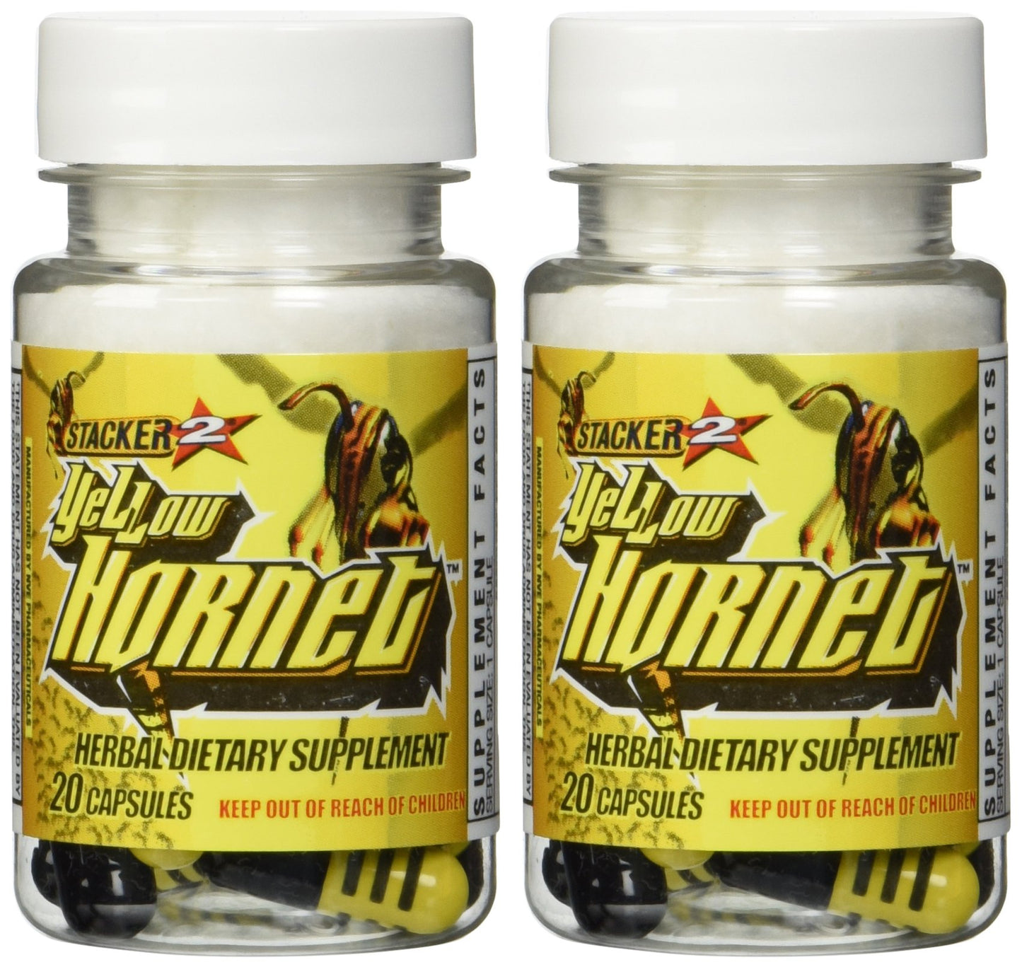 Stacker 2 Yellow Hornet Ephedra Free - 2 Bottles - 40 Capsules