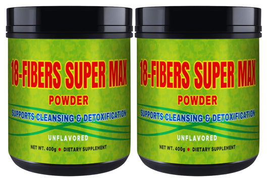 G.M.J FIBRA 18 Super MAX Powder (18 Fibers) - 400g - Dietary Supplement - Supports Cleansing & Detoxification, Unflavored (2 Pack)